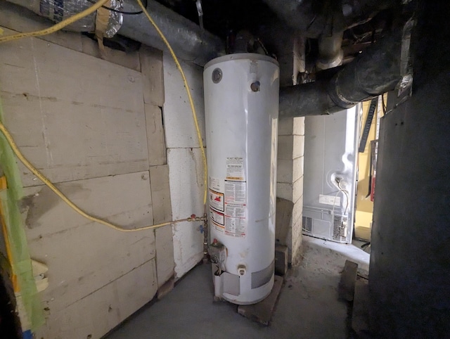 utility room featuring gas water heater