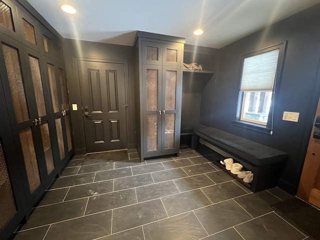 mudroom with recessed lighting