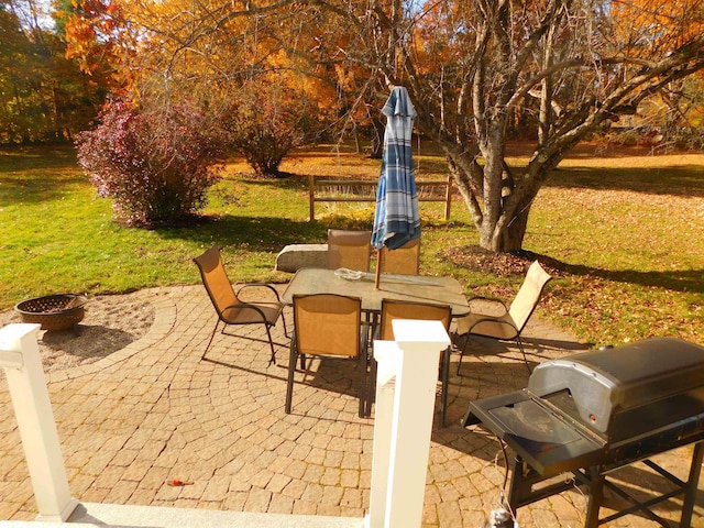 view of patio / terrace with a grill and outdoor dining area