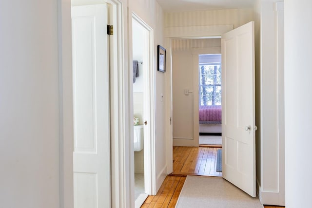 hallway featuring light wood-type flooring