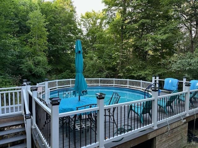 view of pool featuring a fenced in pool