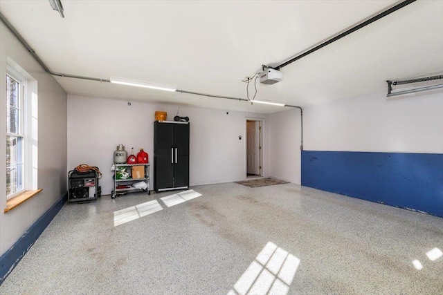 garage with a garage door opener