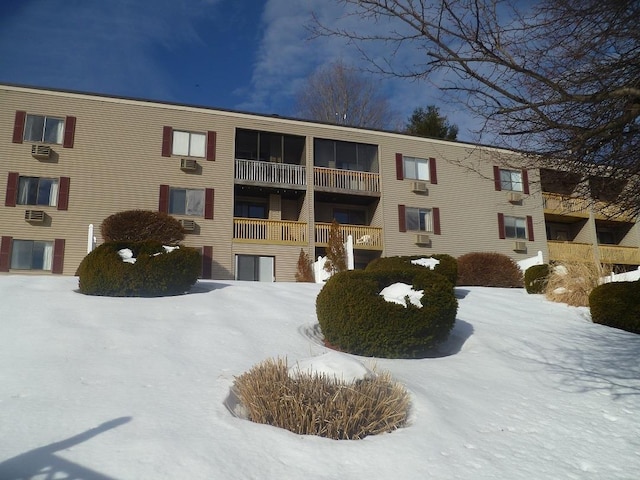 view of snow covered building