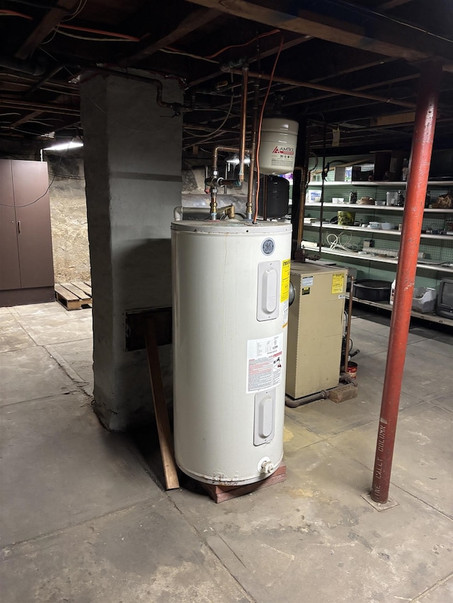 utility room with water heater