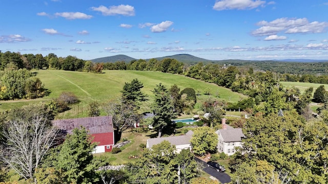 bird's eye view with a mountain view