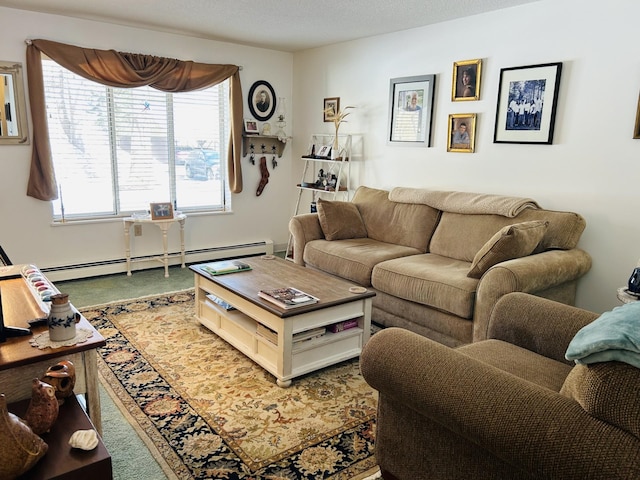 living room featuring a baseboard radiator