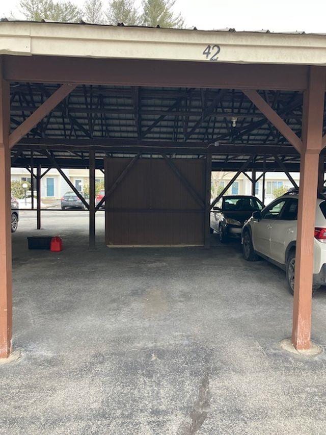 view of covered parking lot