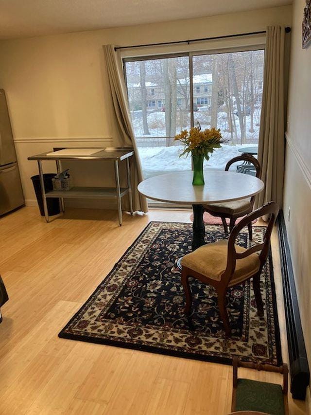 dining room featuring a wealth of natural light and wood finished floors