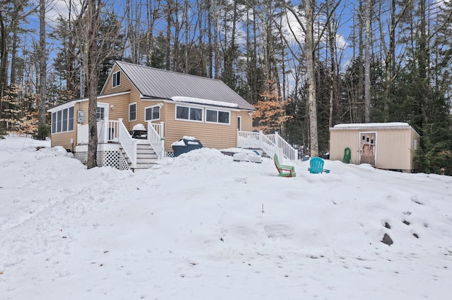 exterior space with an outdoor structure and a storage unit