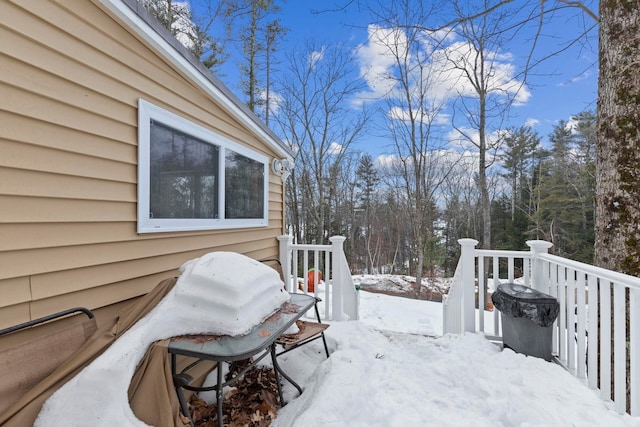 view of snow covered patio