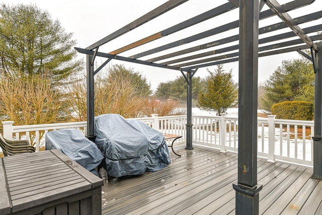 deck featuring a pergola