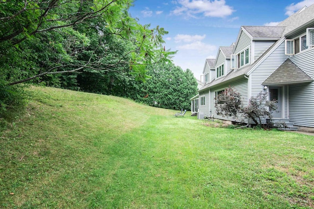 view of yard featuring entry steps