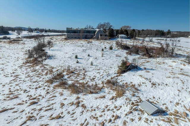 view of yard layered in snow