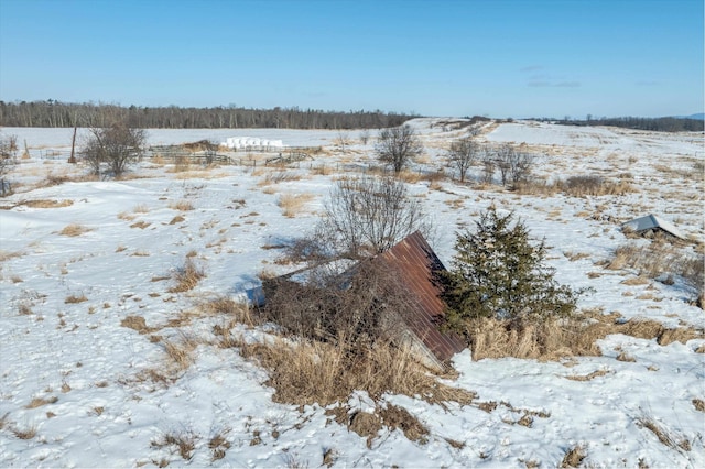 view of yard covered in snow