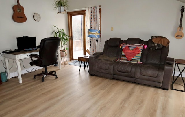 home office featuring wood finished floors