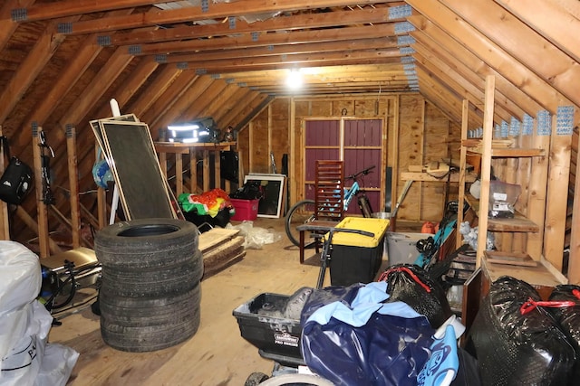 view of unfinished attic