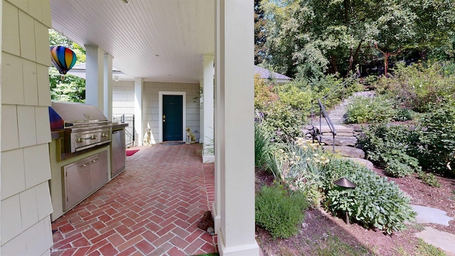 view of patio / terrace with area for grilling and exterior kitchen