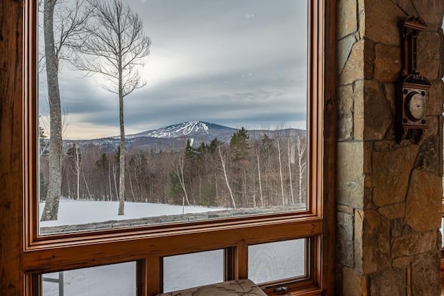 view of mountain feature featuring a wooded view