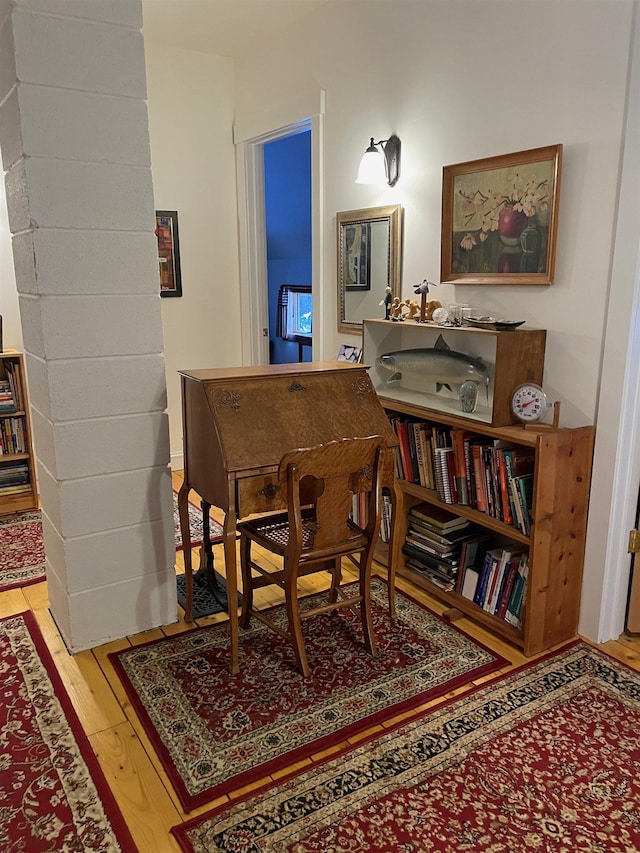 living area featuring wood finished floors