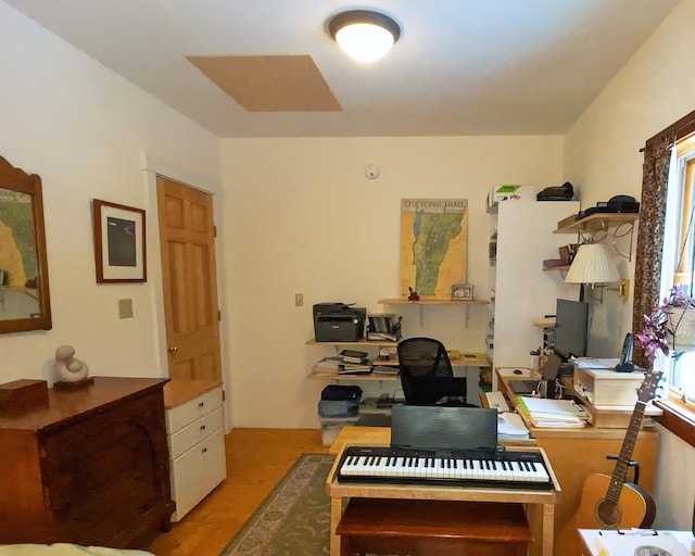 office space featuring light wood finished floors