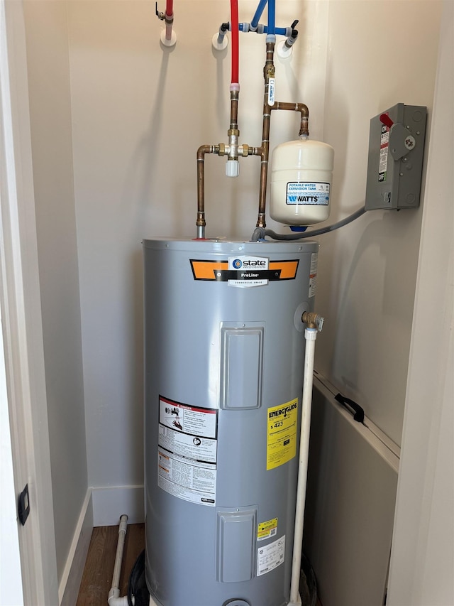 utility room with water heater