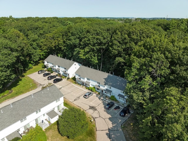 bird's eye view with a residential view and a forest view