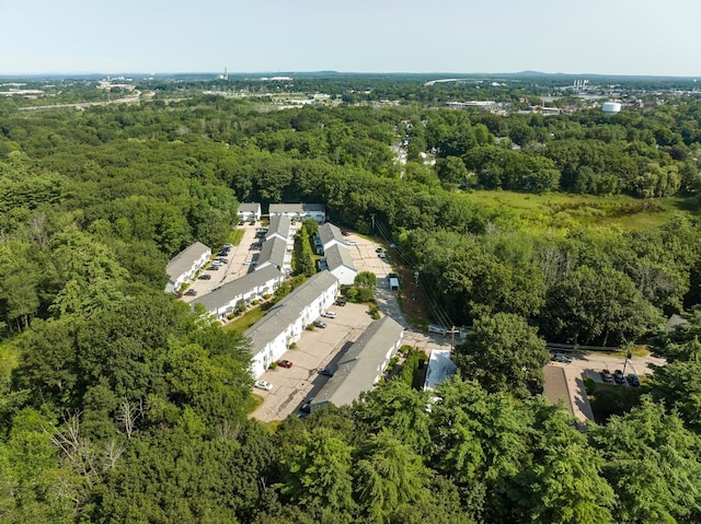 aerial view with a wooded view