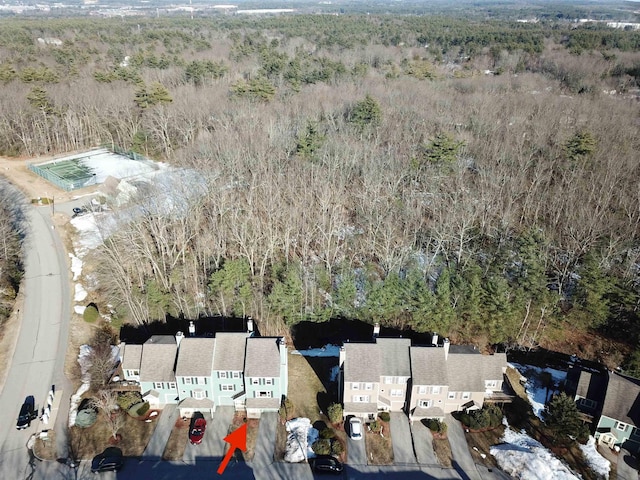 bird's eye view with a forest view