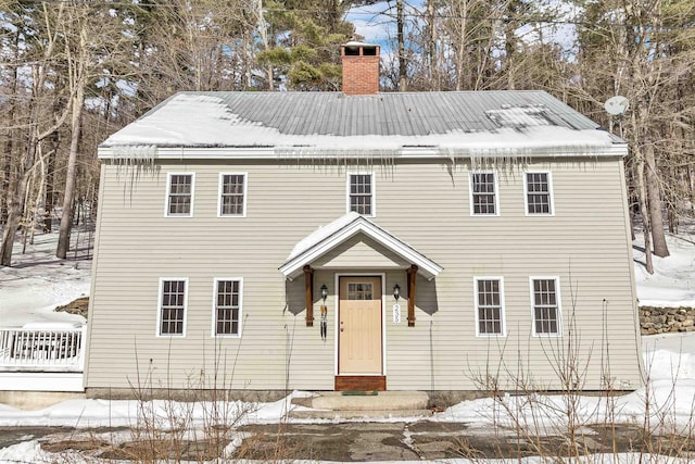 colonial house with a chimney