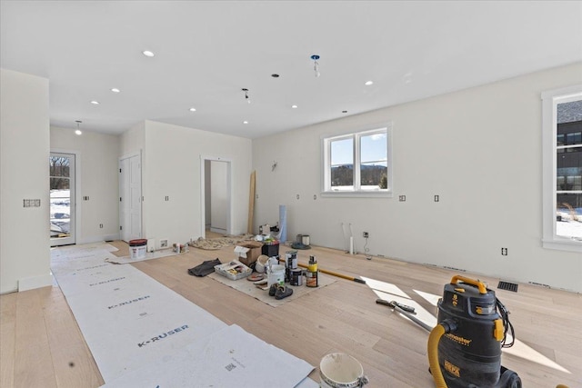 interior space featuring recessed lighting and light wood-type flooring