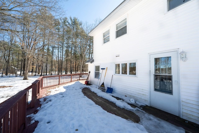 view of snow covered property