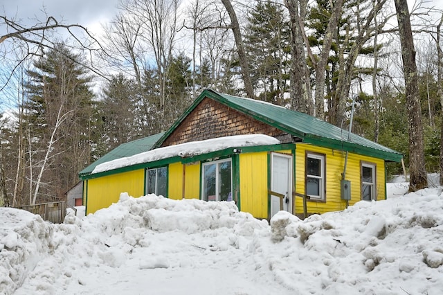 view of snow covered exterior