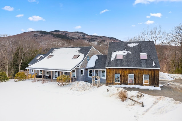 exterior space featuring a mountain view