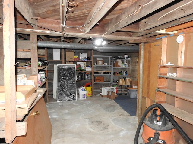 view of unfinished basement