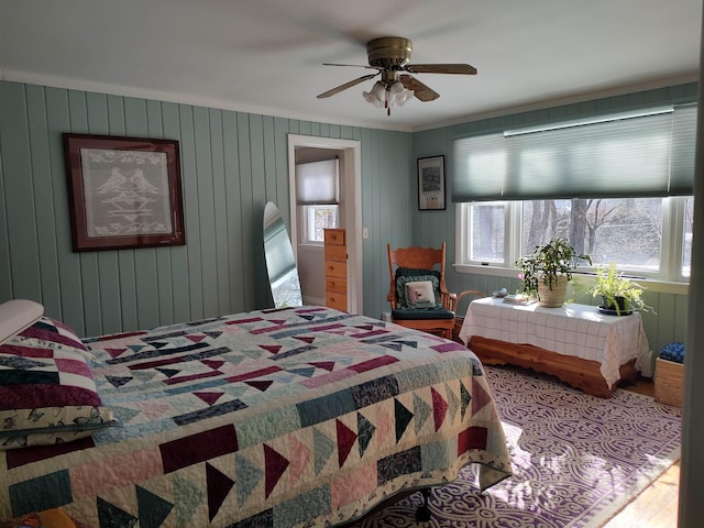 bedroom featuring a ceiling fan