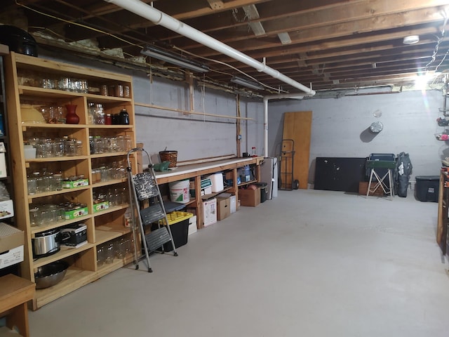 view of unfinished basement