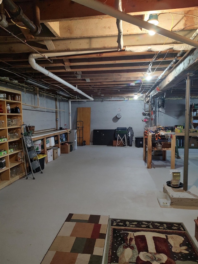 view of unfinished basement