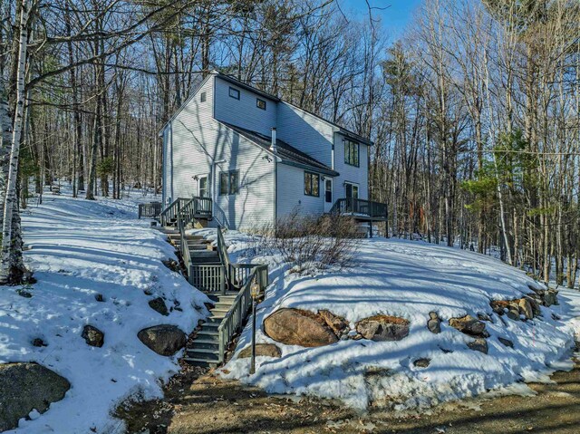 view of snow covered exterior