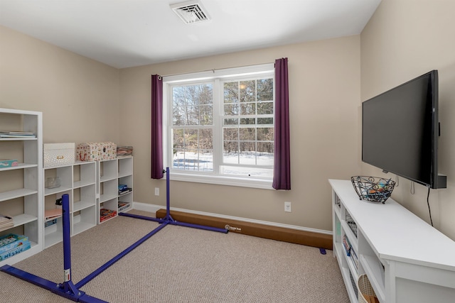 bedroom featuring carpet, baseboards, and visible vents