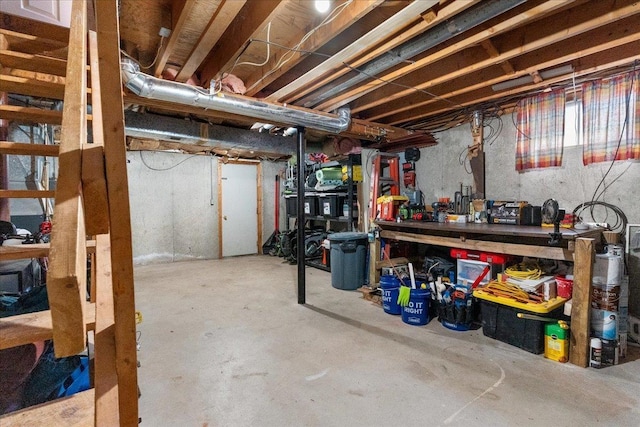 view of unfinished basement