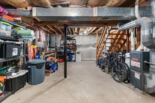 unfinished basement with electric panel