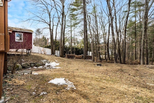 view of yard featuring fence