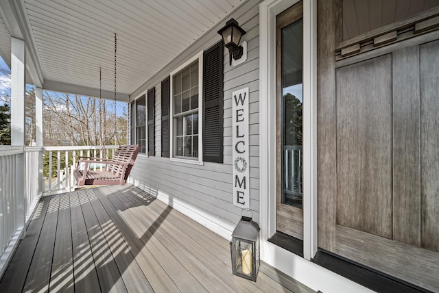 deck featuring a porch