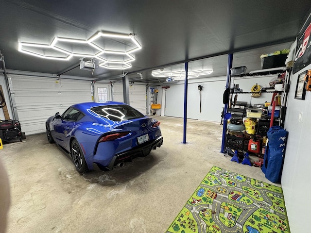 garage with a garage door opener