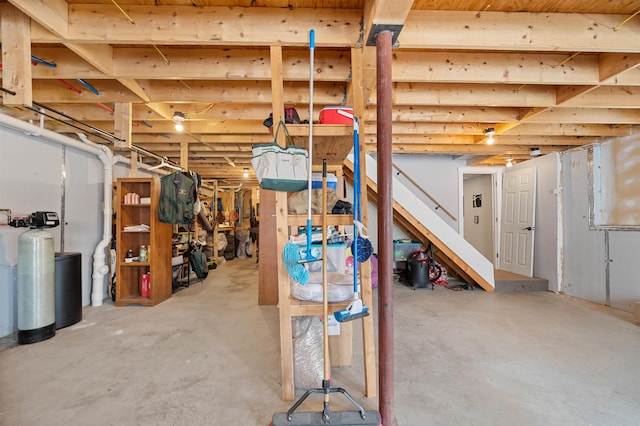 view of unfinished basement