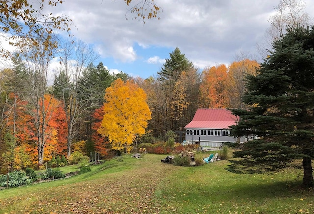 view of yard featuring a view of trees