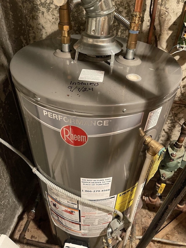 utilities featuring gas water heater