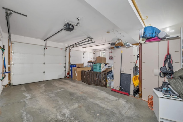 garage with a garage door opener