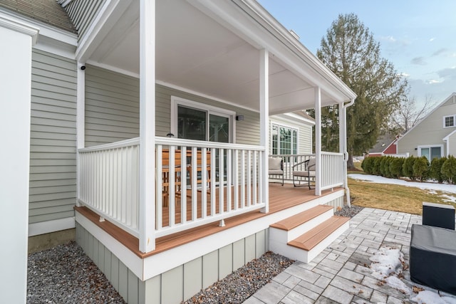 wooden terrace with covered porch