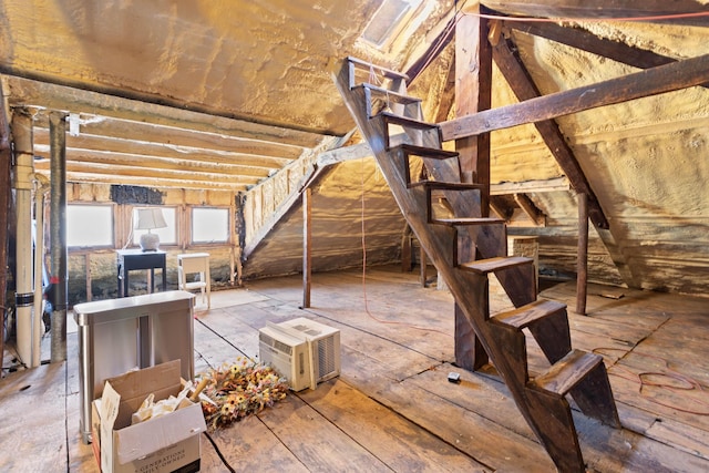 view of unfinished attic